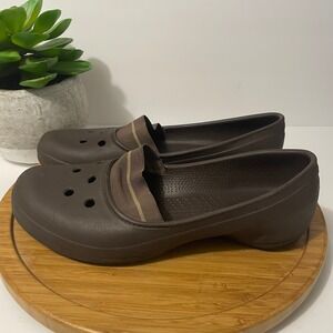 Crocs Juneau Loafer Flats Brown Slip On Shoes Work Clogs Size 12